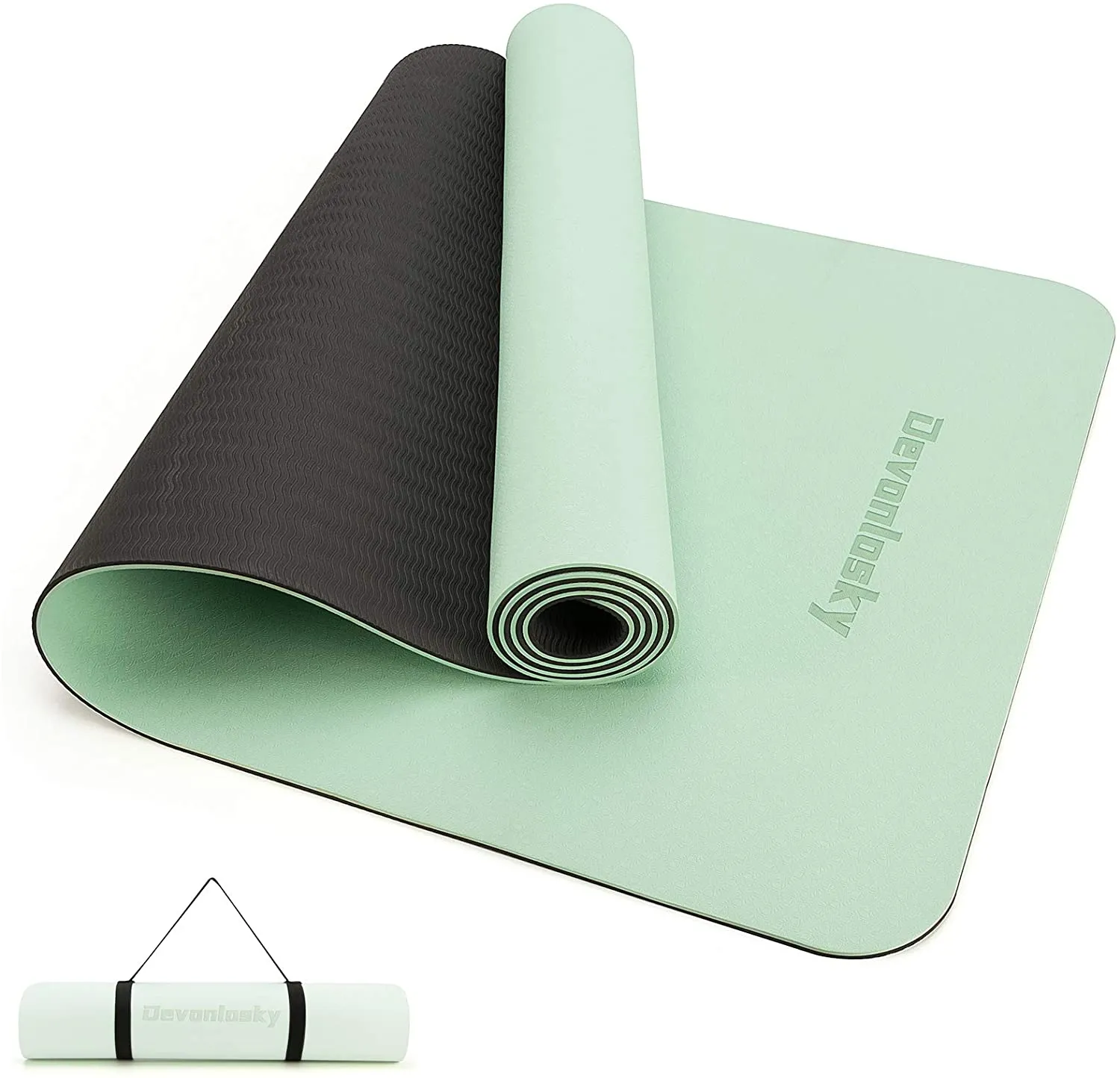 Devonlosky Yoga Mat, Non-slip Eco Friendly Exercise Yoga Mat for Men and Women, 1/4-Inch Thick High Density Pro Mat with Carrying Strap for Yoga Pilates and Fitness Exercise