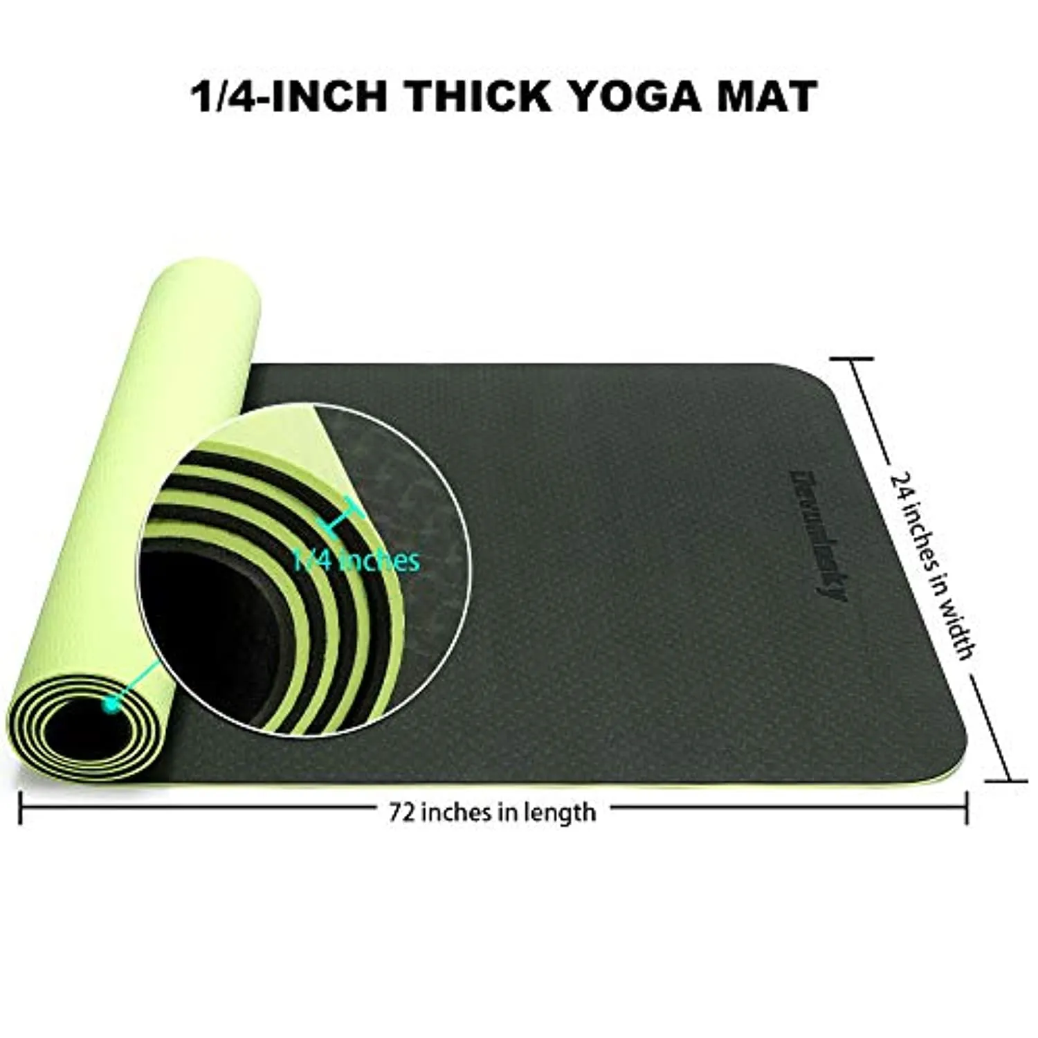 Devonlosky Yoga Mat, Non-slip Eco Friendly Exercise Yoga Mat for Men and Women, 1/4-Inch Thick High Density Pro Mat with Carrying Strap for Yoga Pilates and Fitness Exercise
