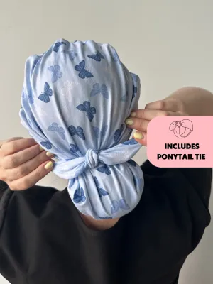 DuoStyle Scrub Hat - Blue Butterflies