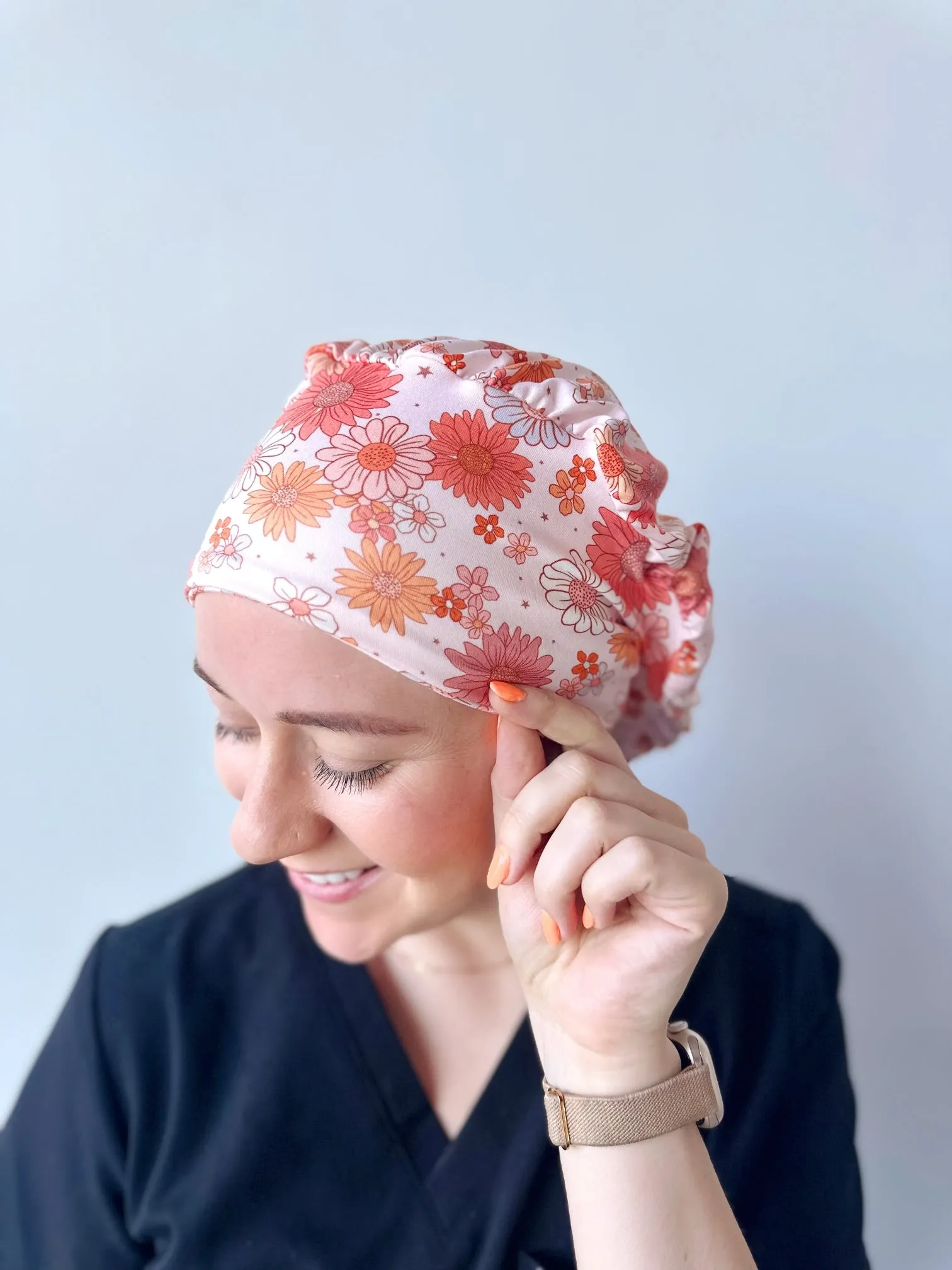 DuoStyle Scrub Hat - Boho Flower Cluster