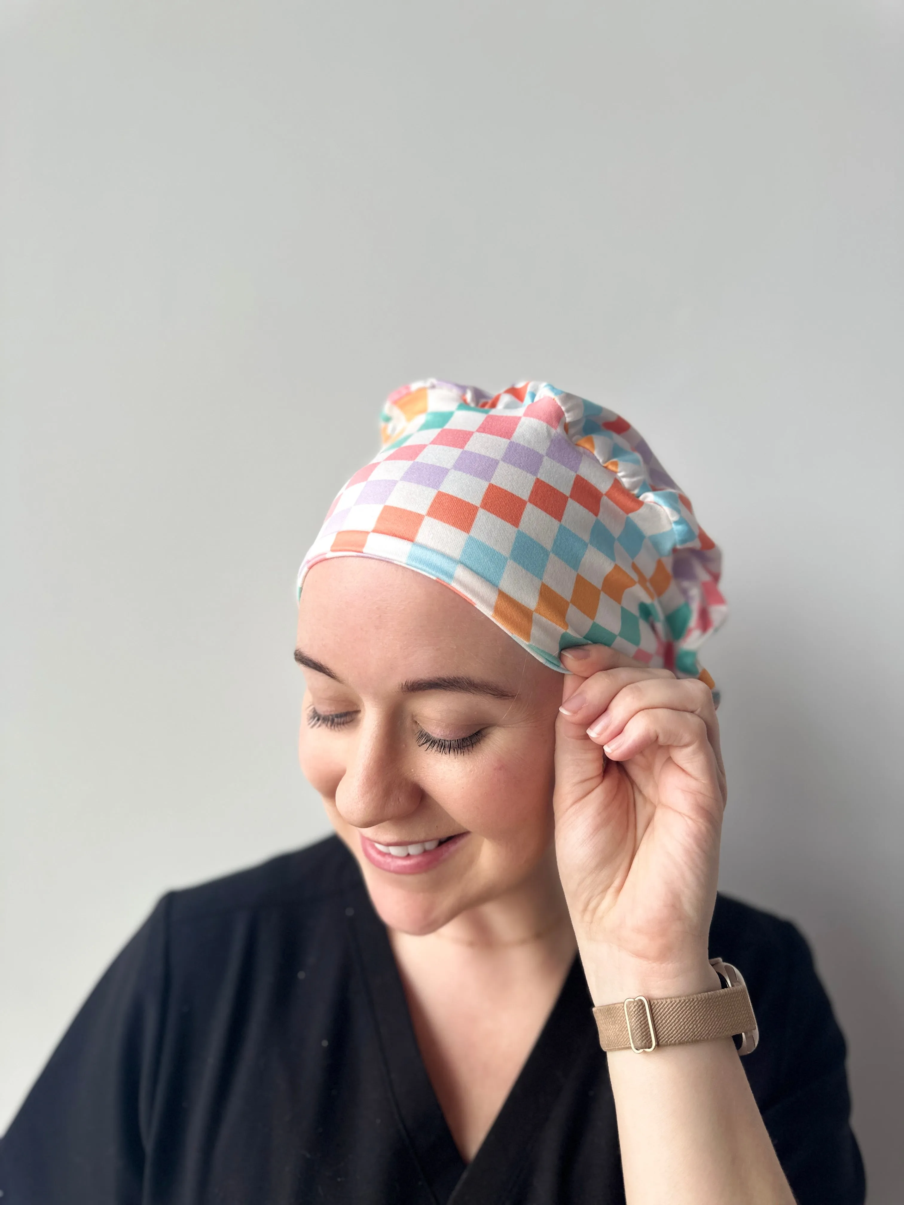 DuoStyle Scrub Hat - Colorful Checker