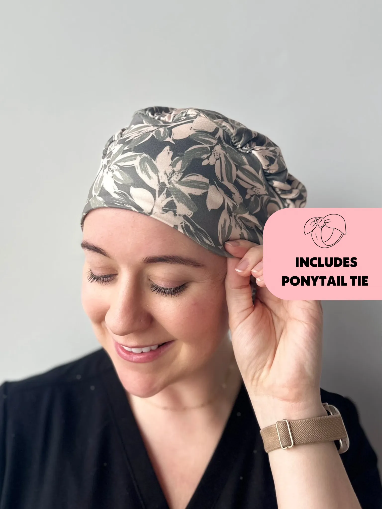 DuoStyle Scrub Hat - Olive Leaves