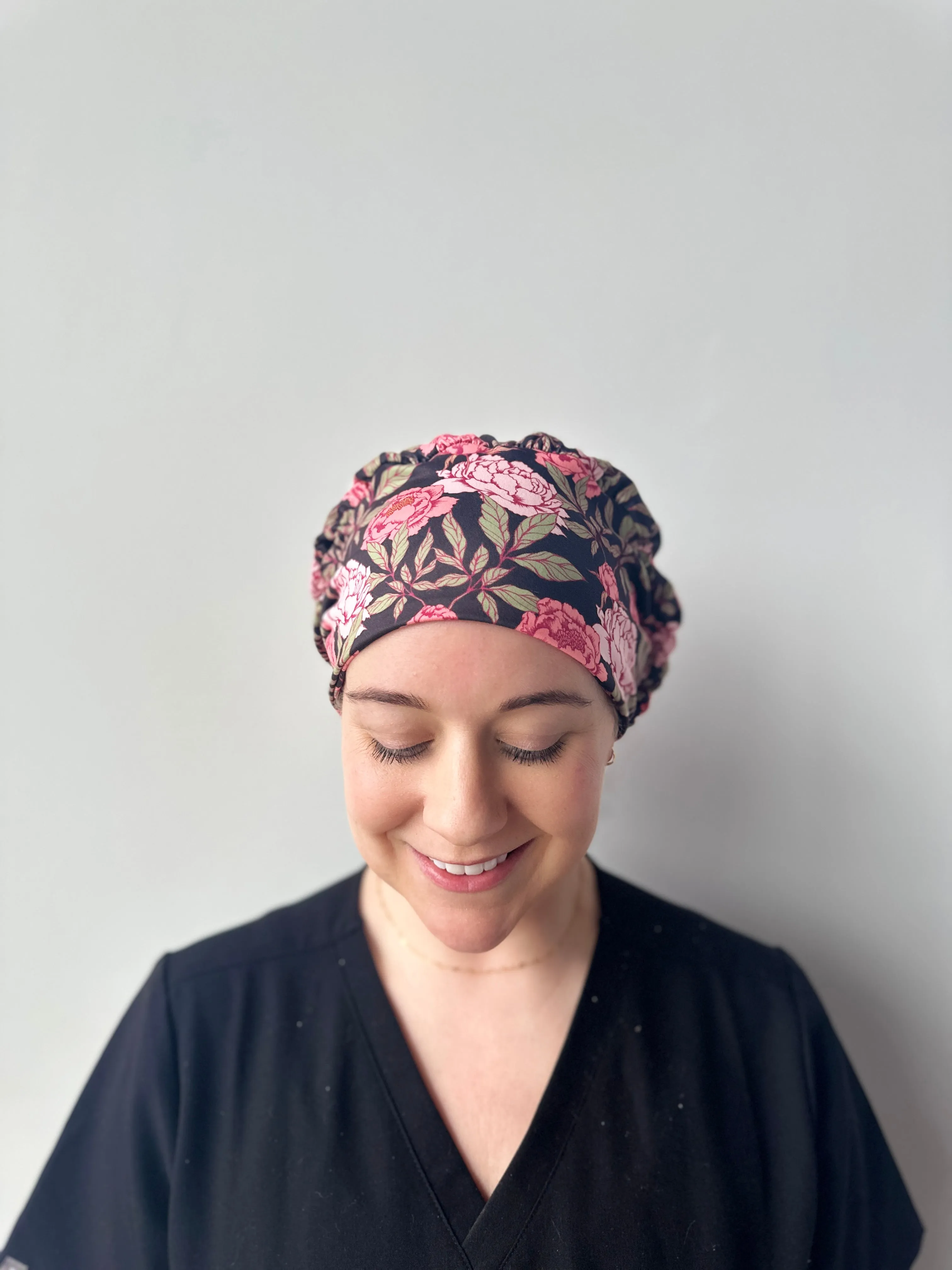 DuoStyle Scrub Hat - Pink Peonies