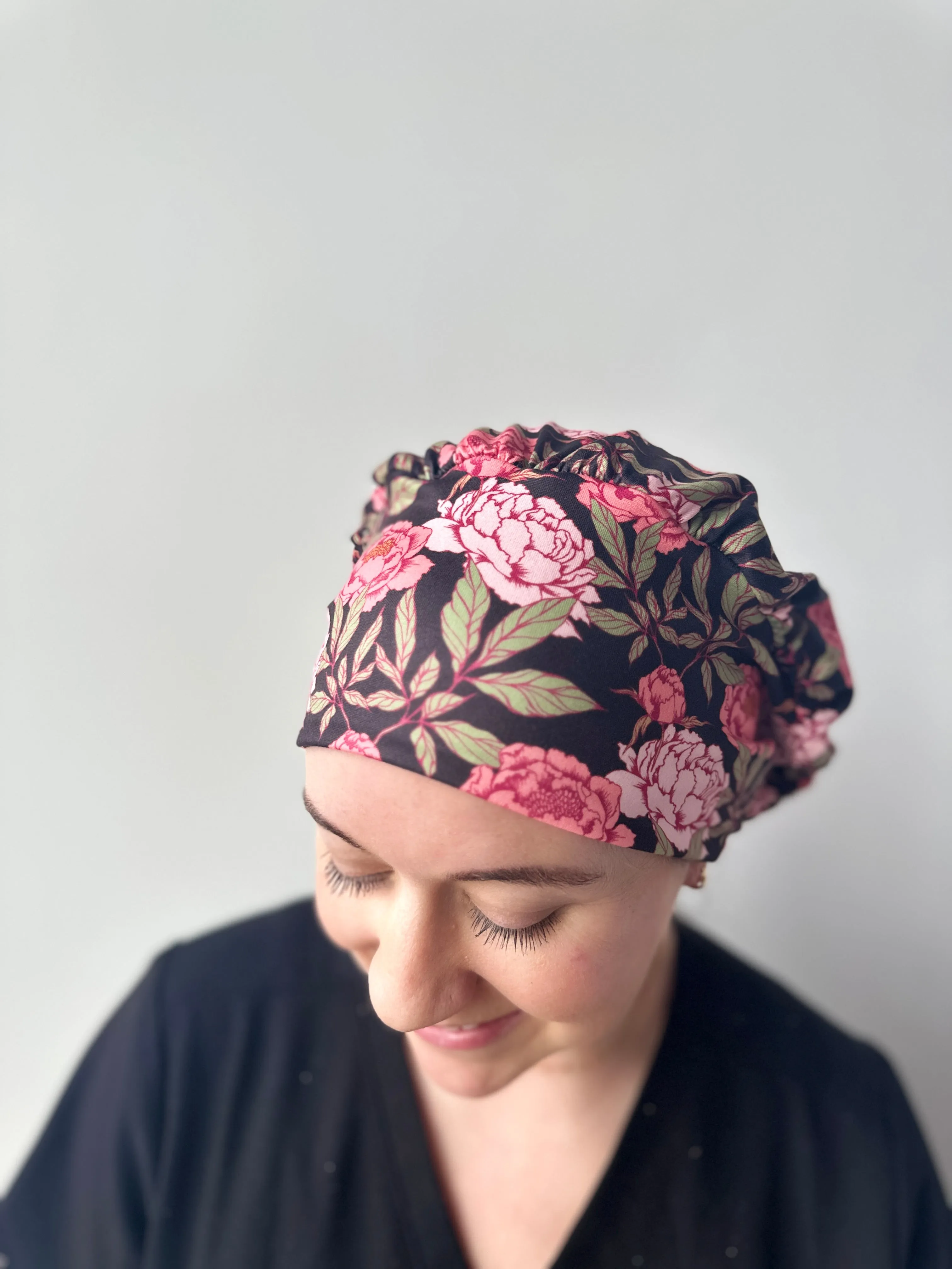 DuoStyle Scrub Hat - Pink Peonies