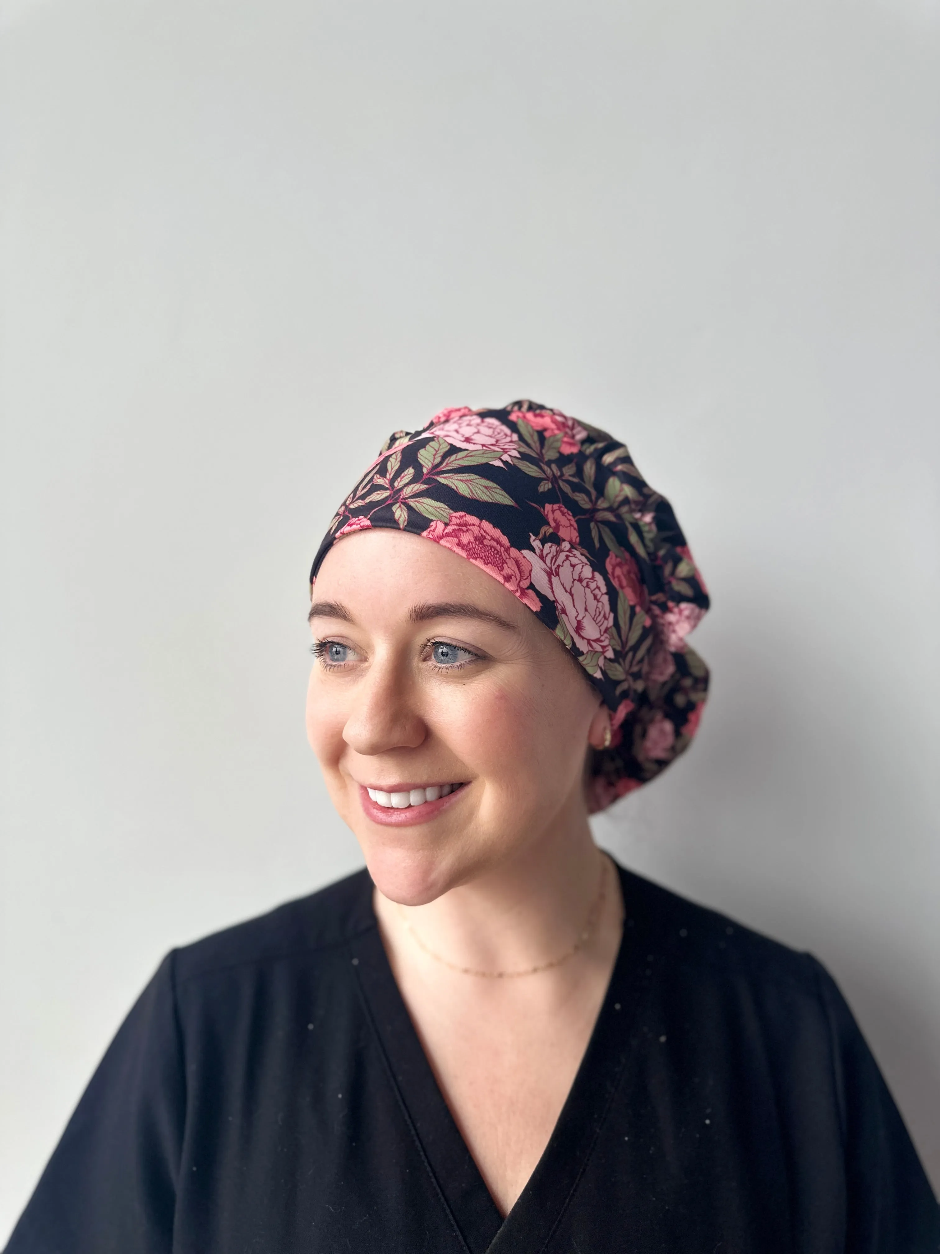 DuoStyle Scrub Hat - Pink Peonies