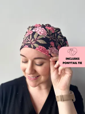 DuoStyle Scrub Hat - Pink Peonies