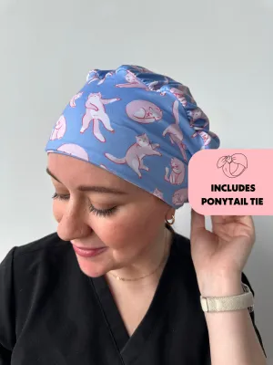 DuoStyle Scrub Hat - Stretching Kittens