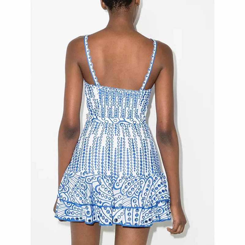 Embroidery Camisole Dress Square Collar Mini Dress