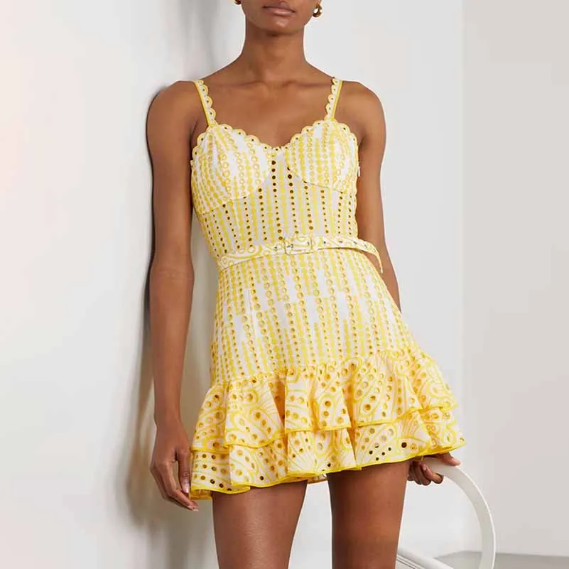 Embroidery Camisole Dress Square Collar Mini Dress