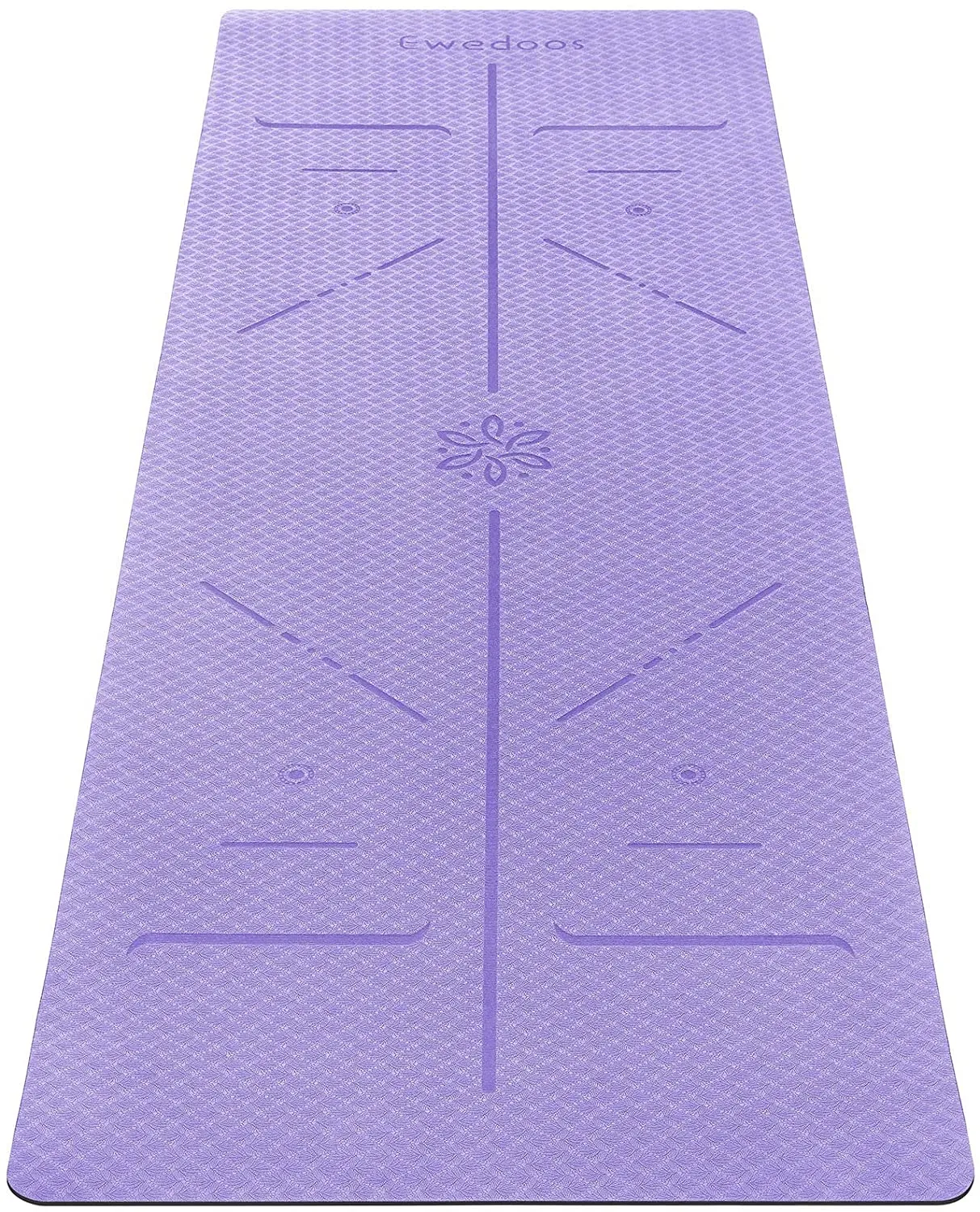 Ewedoos Eco Friendly Yoga Mat with Alignment Lines, TPE Yoga Mat Non Slip Textured Surfaces ¼-Inch Thick High Density Padding To Avoid Sore Knees, Perfect for Yoga, Pilates and Fitness