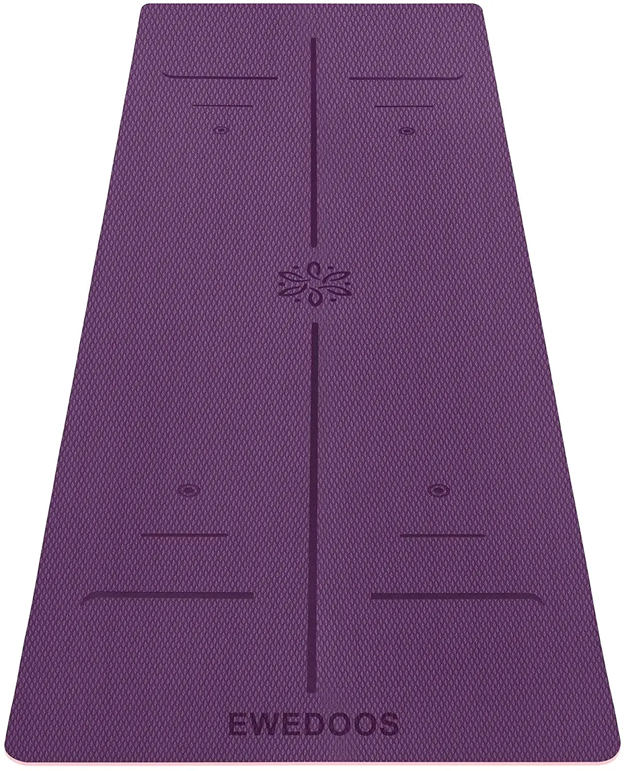 Ewedoos Eco Friendly Yoga Mat with Alignment Lines, TPE Yoga Mat Non Slip Textured Surfaces ¼-Inch Thick High Density Padding To Avoid Sore Knees, Perfect for Yoga, Pilates and Fitness