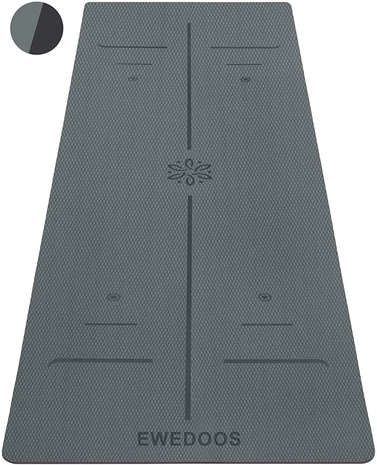 Ewedoos Eco Friendly Yoga Mat with Alignment Lines, TPE Yoga Mat Non Slip Textured Surfaces ¼-Inch Thick High Density Padding To Avoid Sore Knees, Perfect for Yoga, Pilates and Fitness