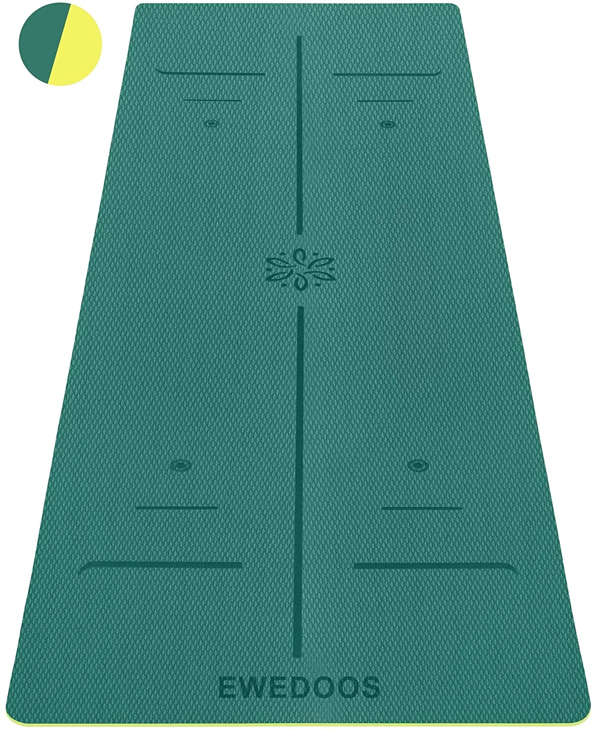 Ewedoos Eco Friendly Yoga Mat with Alignment Lines, TPE Yoga Mat Non Slip Textured Surfaces ¼-Inch Thick High Density Padding To Avoid Sore Knees, Perfect for Yoga, Pilates and Fitness