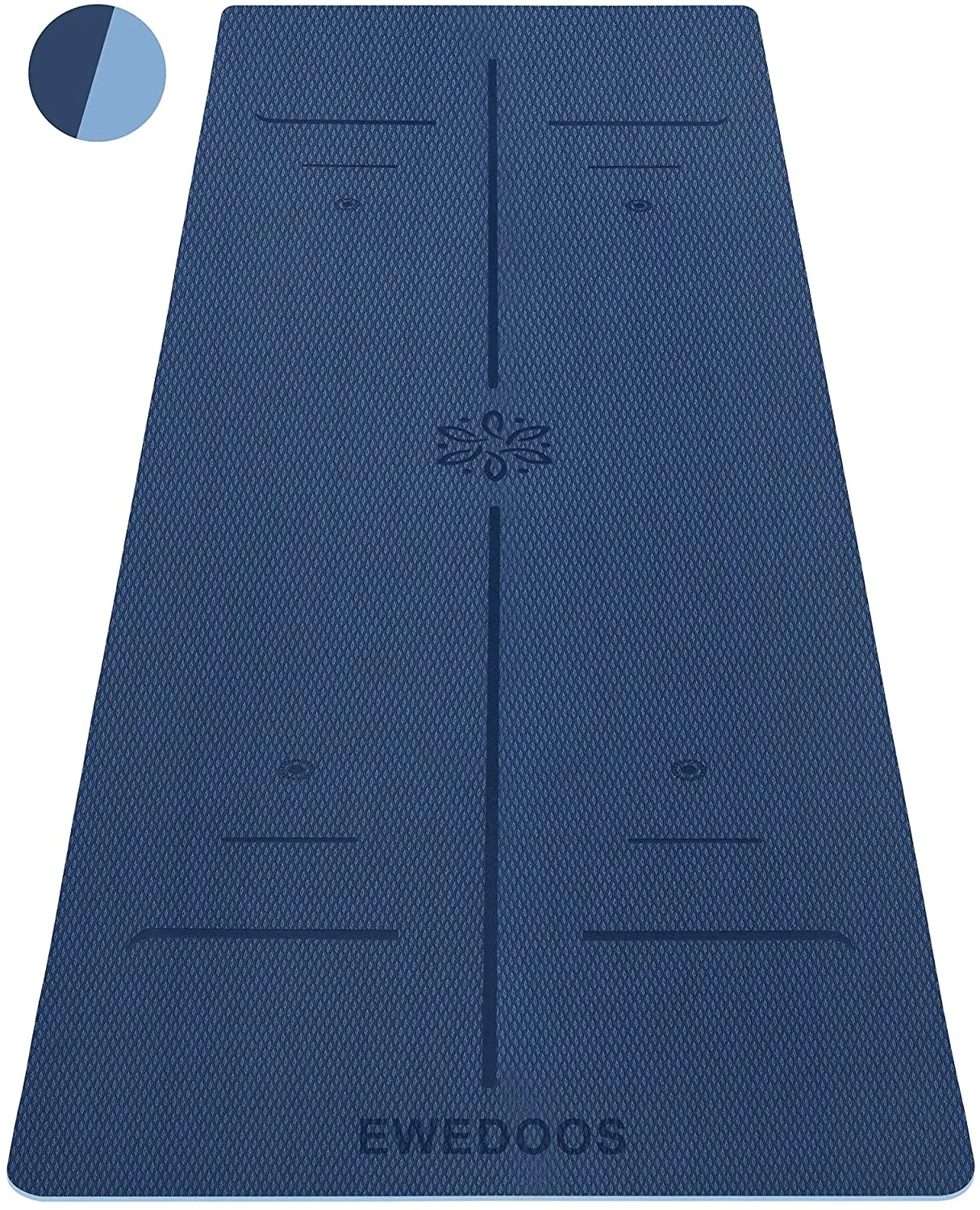 Ewedoos Eco Friendly Yoga Mat with Alignment Lines, TPE Yoga Mat Non Slip Textured Surfaces ¼-Inch Thick High Density Padding To Avoid Sore Knees, Perfect for Yoga, Pilates and Fitness