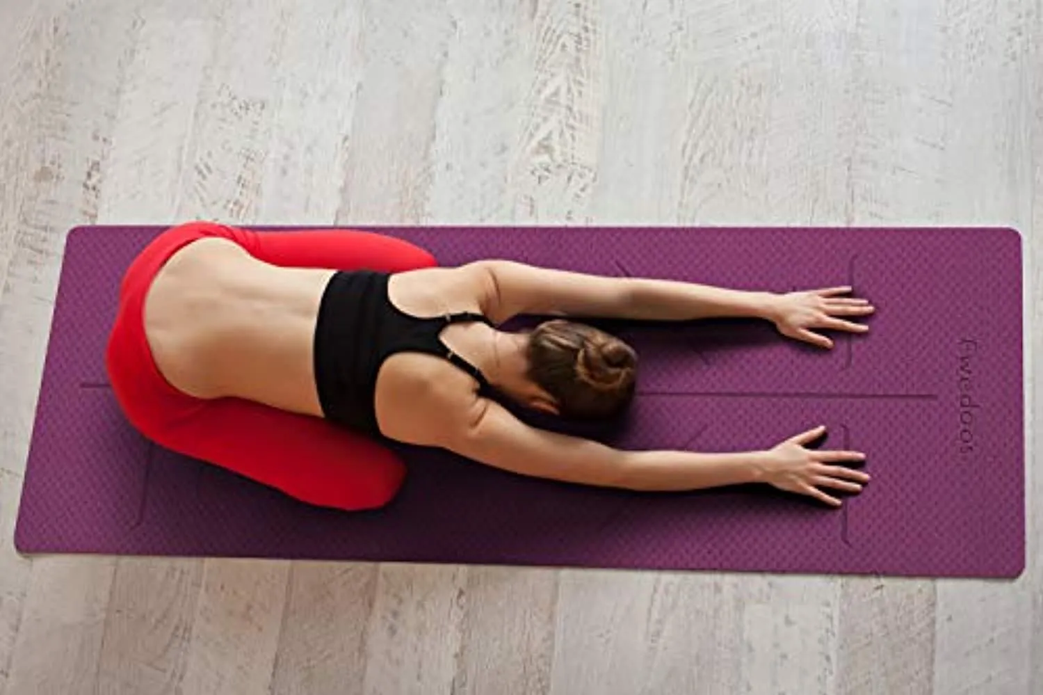 Ewedoos Eco Friendly Yoga Mat with Alignment Lines, TPE Yoga Mat Non Slip Textured Surfaces ¼-Inch Thick High Density Padding To Avoid Sore Knees, Perfect for Yoga, Pilates and Fitness