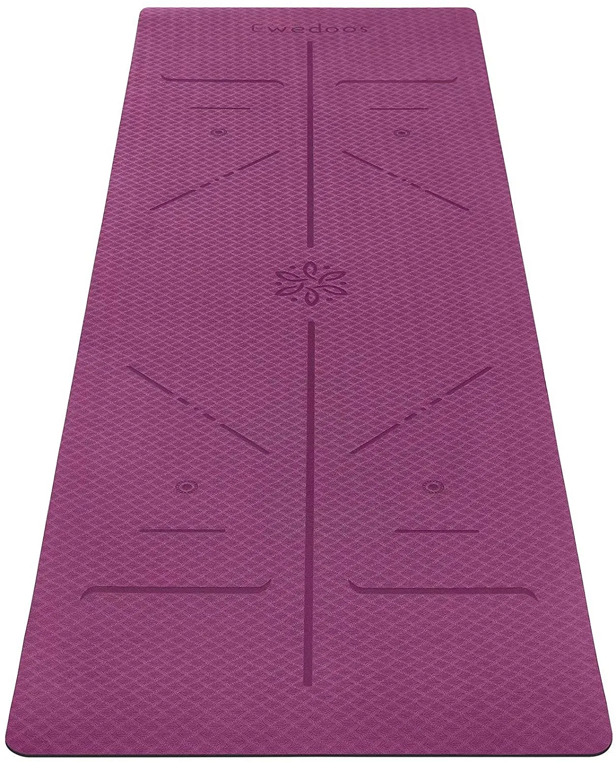 Ewedoos Eco Friendly Yoga Mat with Alignment Lines, TPE Yoga Mat Non Slip Textured Surfaces ¼-Inch Thick High Density Padding To Avoid Sore Knees, Perfect for Yoga, Pilates and Fitness