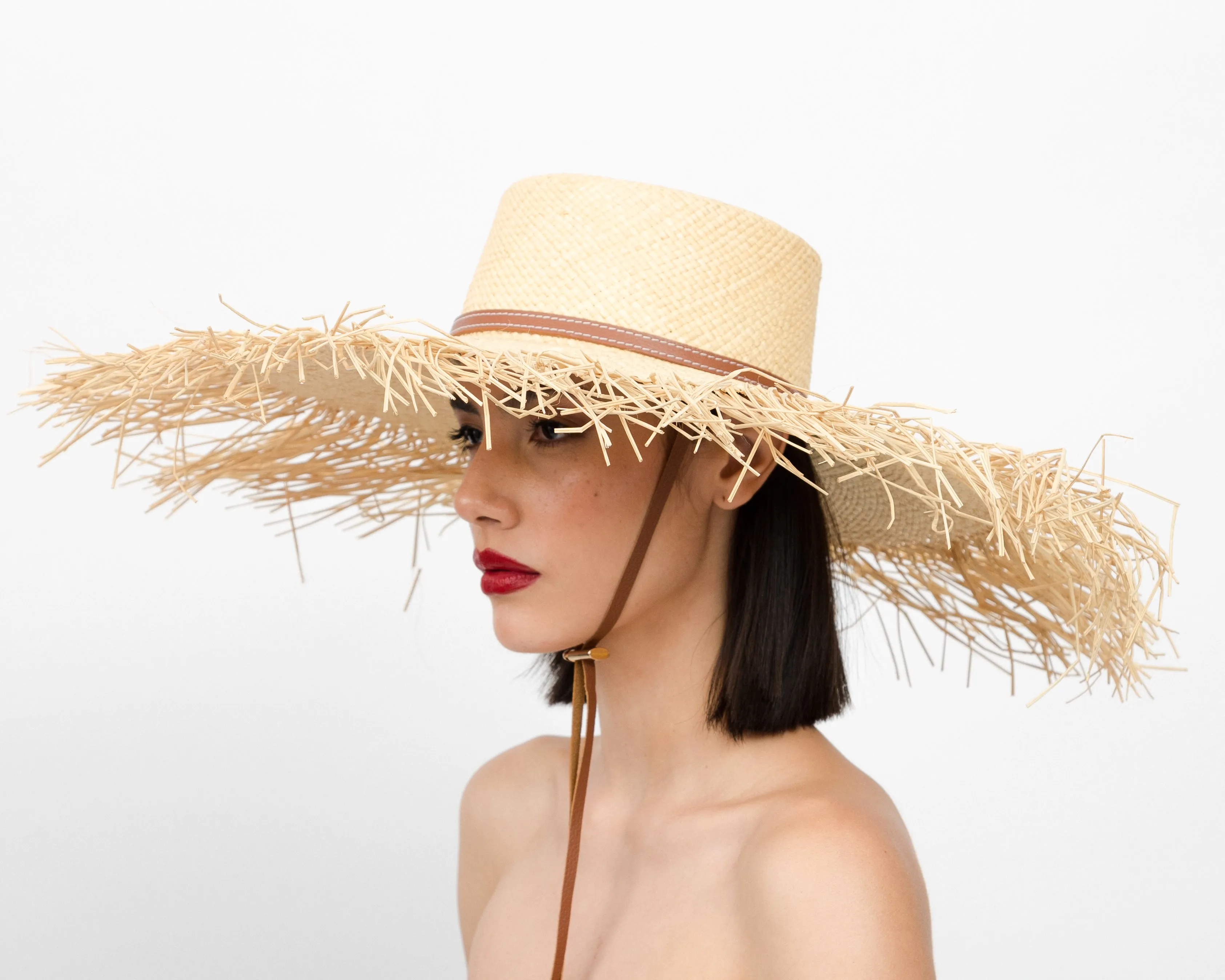 Extra Frayed Hippie Beach Hat Long Brim
