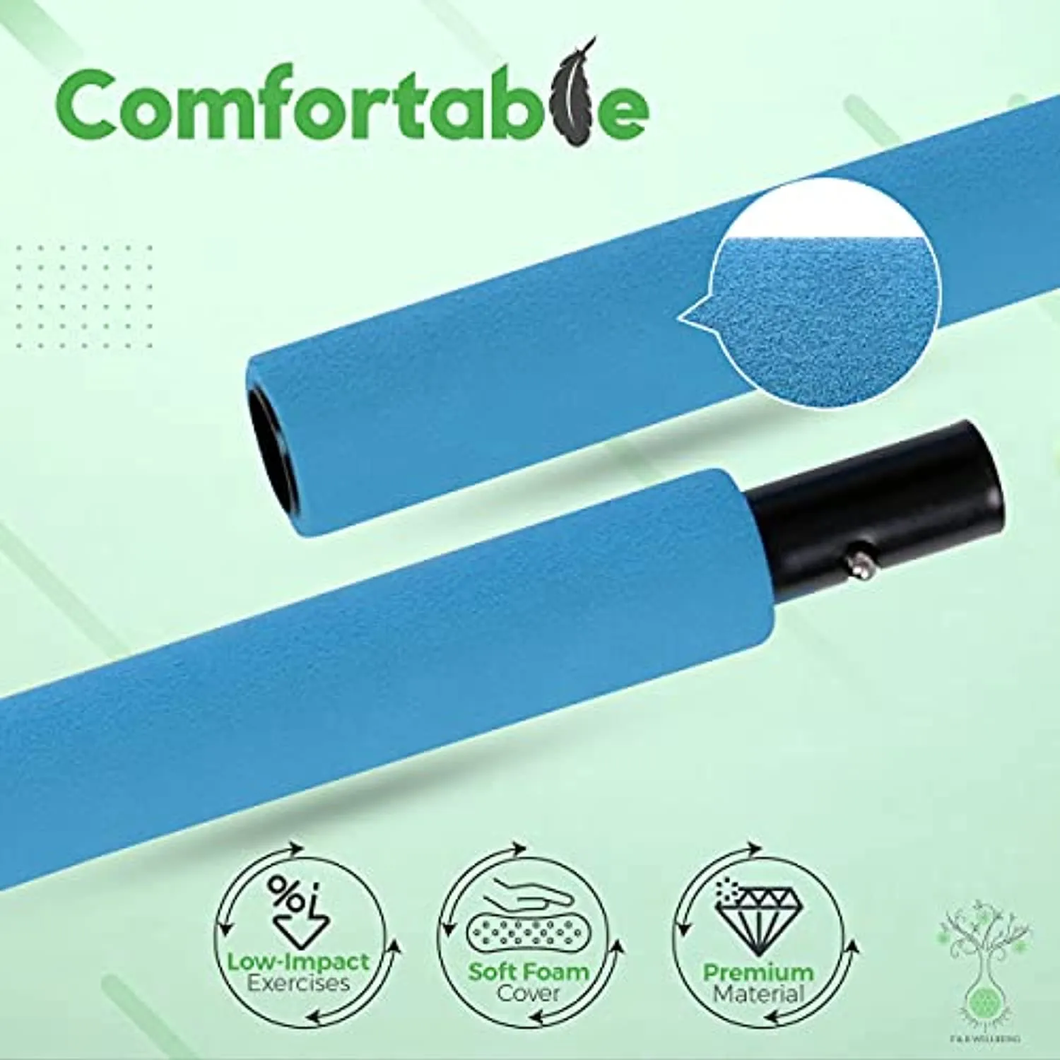 F & R WELLBEING 3-Sections Portable Pilates Bar Kit with Resistance Bands for Body Sculpting