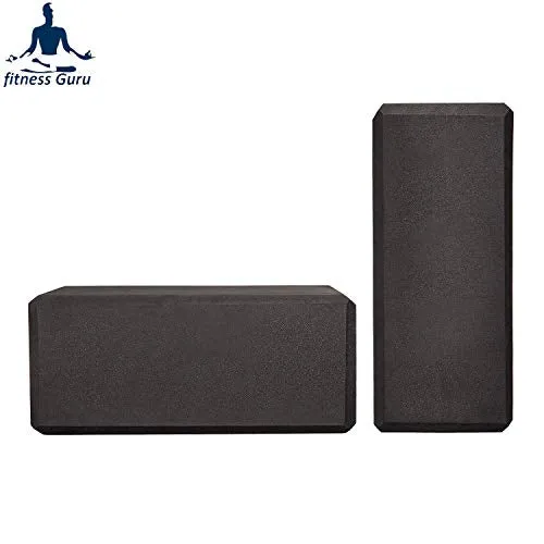 Fitness Guru Yoga Block and 1 Belt- High Density Yoga, Pilates Set of 2 Multicolour