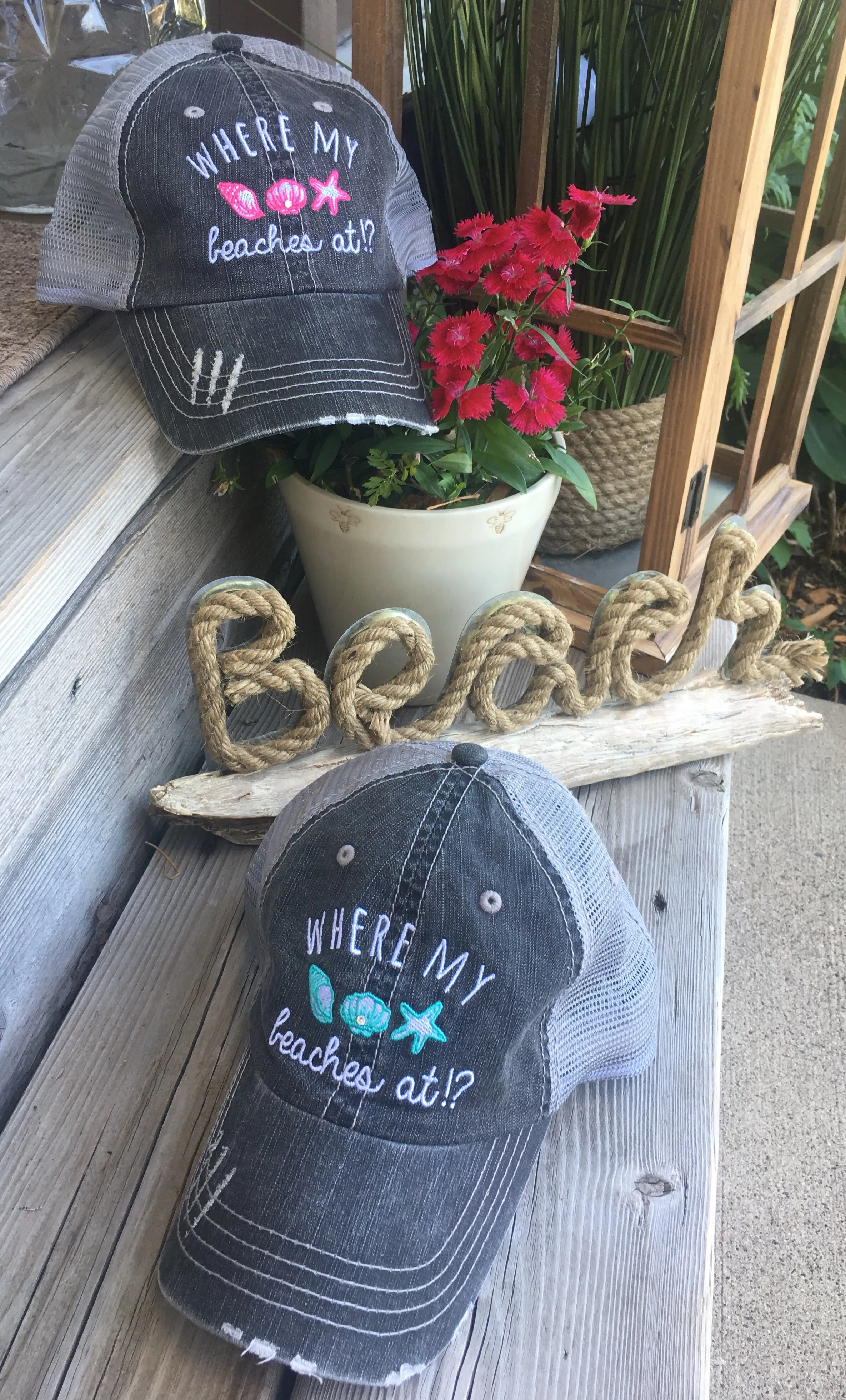 Hats { Lake bum } { Lake hair don't care } { Lake please } { Lake life }