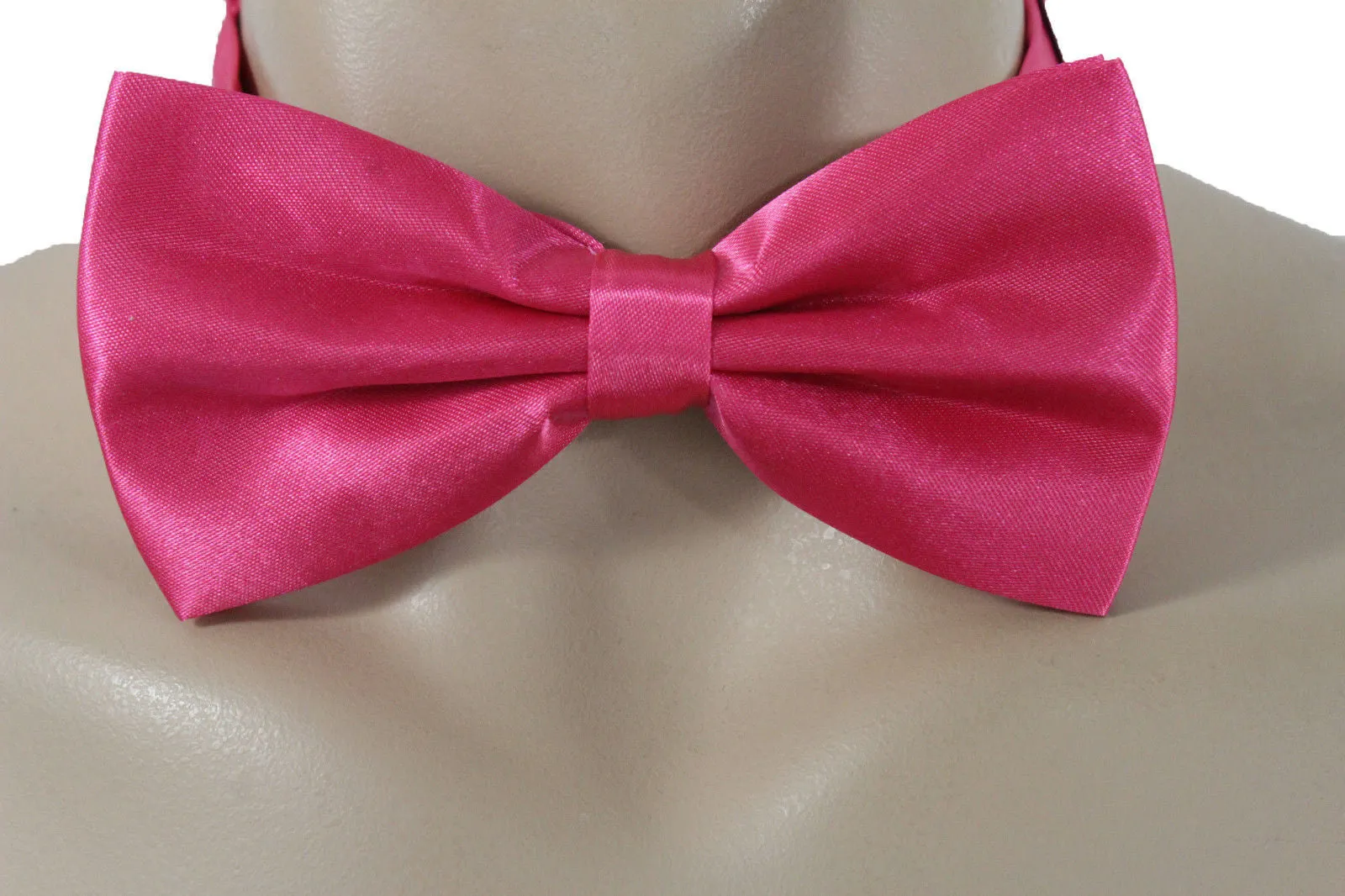 Hot Pink Fabric Neck Bow Tie Fabric Tuxedo Costume Men Women Teens And Kids