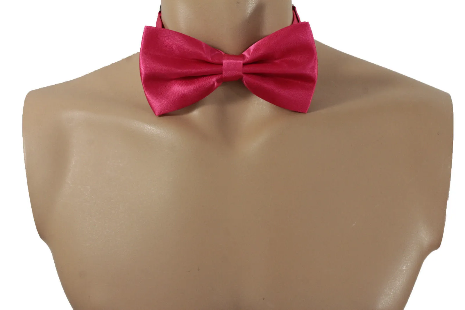 Hot Pink Fabric Neck Bow Tie Fabric Tuxedo Costume Men Women Teens And Kids