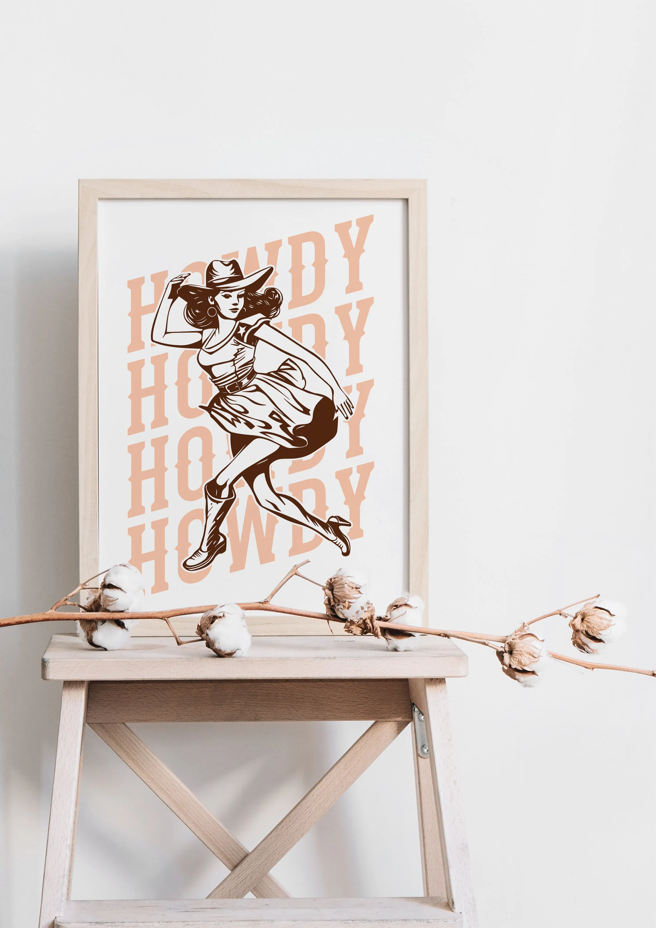 Howdy Art Print - Vintage-Inspired Cowgirl Wall Art with Playful 'Howdy' - Wild West Chic Collection - Great Gift for Texas Lovers | Wild West Chic Collection