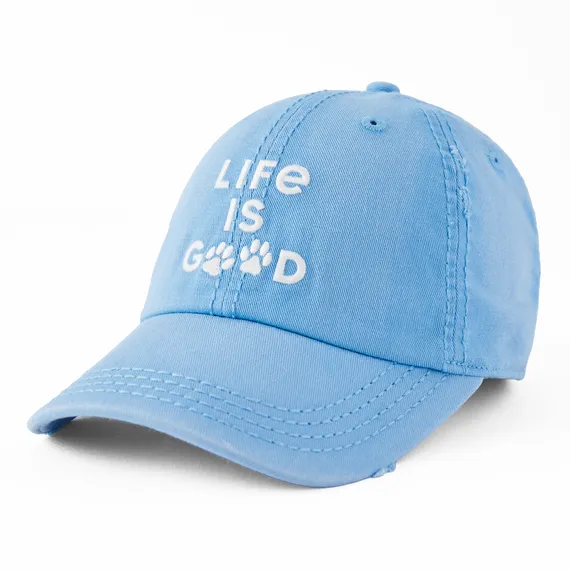 Life is Good Paw Prints Sunwashed Chill Cap