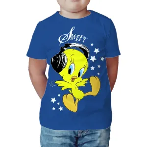Looney Tunes Tweety Headphones Official Kid's T-Shirt