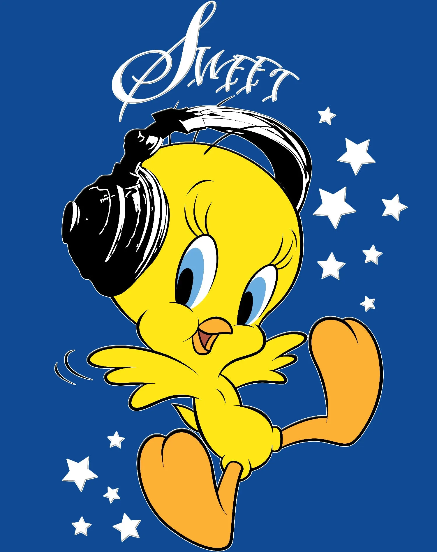Looney Tunes Tweety Headphones Official Kid's T-Shirt
