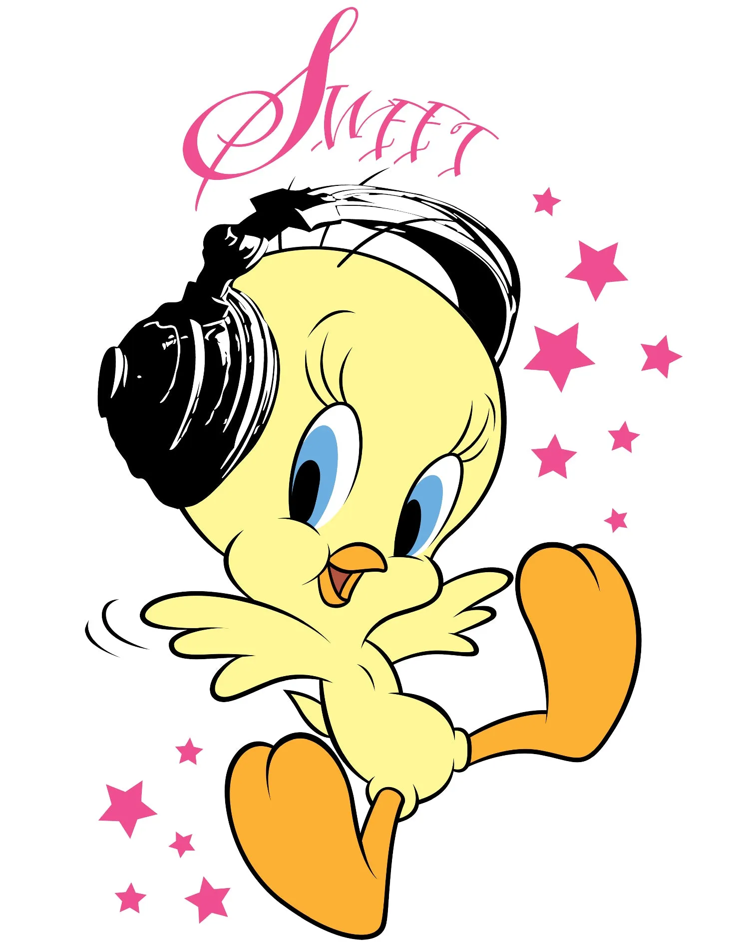 Looney Tunes Tweety Headphones Official Kid's T-Shirt