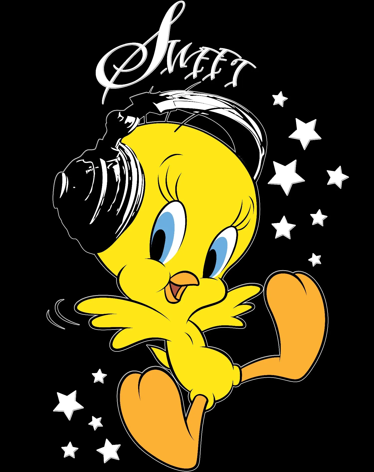 Looney Tunes Tweety Headphones Official Kid's T-Shirt