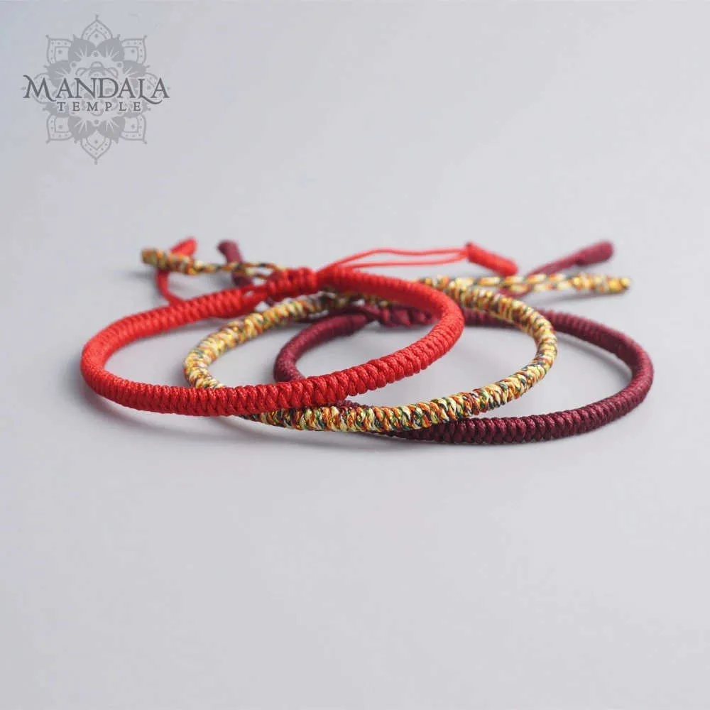 Lucky Handmade Buddhist Knots Rope Bracelet