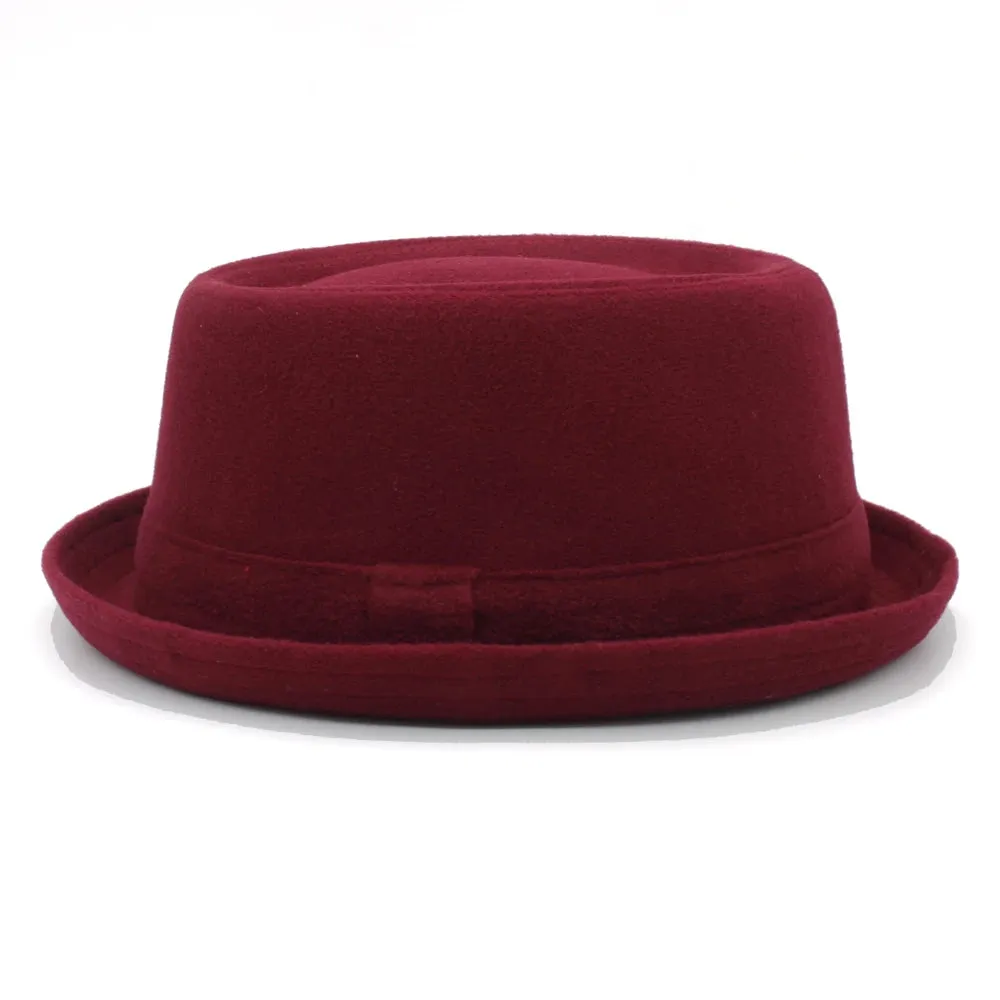 Men Women Woolen Wool Blend Pork Pie Hats Fedora Trilby Sunhat Street