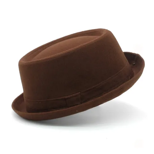 Men Women Woolen Wool Blend Pork Pie Hats Fedora Trilby Sunhat Street