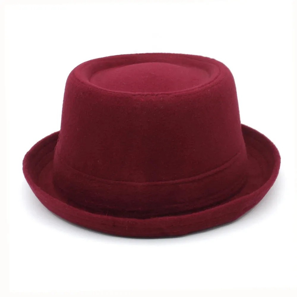 Men Women Woolen Wool Blend Pork Pie Hats Fedora Trilby Sunhat Street