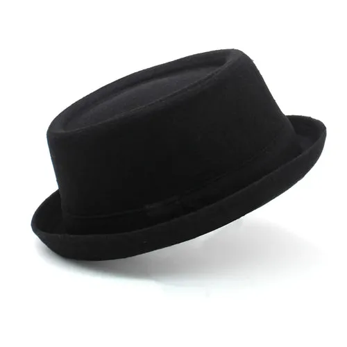 Men Women Woolen Wool Blend Pork Pie Hats Fedora Trilby Sunhat Street