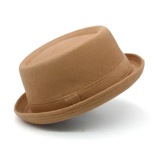 Men Women Woolen Wool Blend Pork Pie Hats Fedora Trilby Sunhat Street