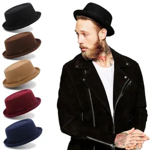 Men Women Woolen Wool Blend Pork Pie Hats Fedora Trilby Sunhat Street