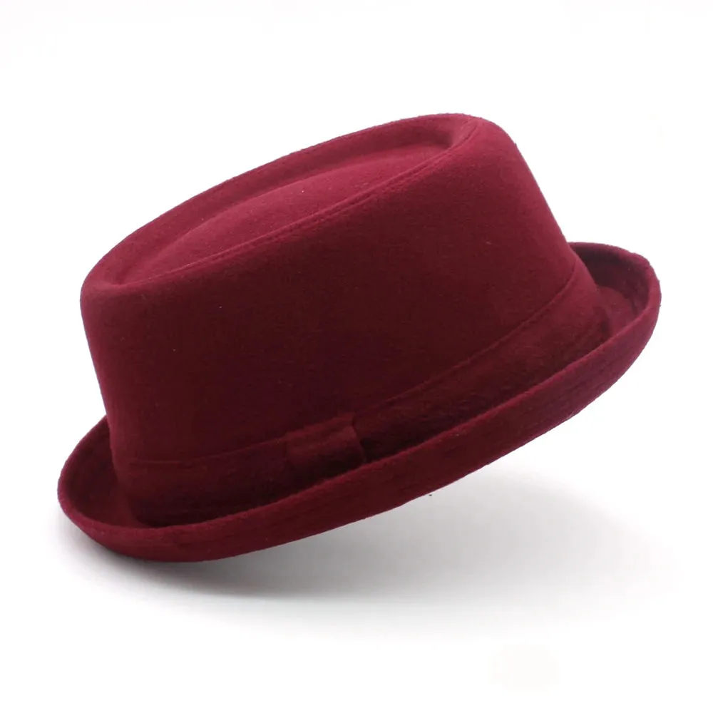 Men Women Woolen Wool Blend Pork Pie Hats Fedora Trilby Sunhat Street