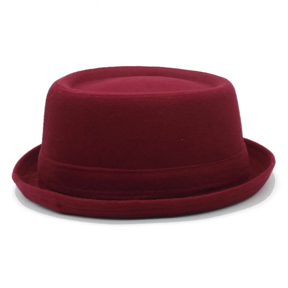 Men Women Woolen Wool Blend Pork Pie Hats Fedora Trilby Sunhat Street