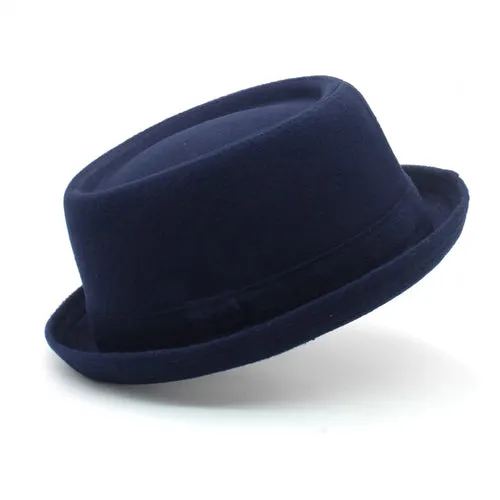 Men Women Woolen Wool Blend Pork Pie Hats Fedora Trilby Sunhat Street