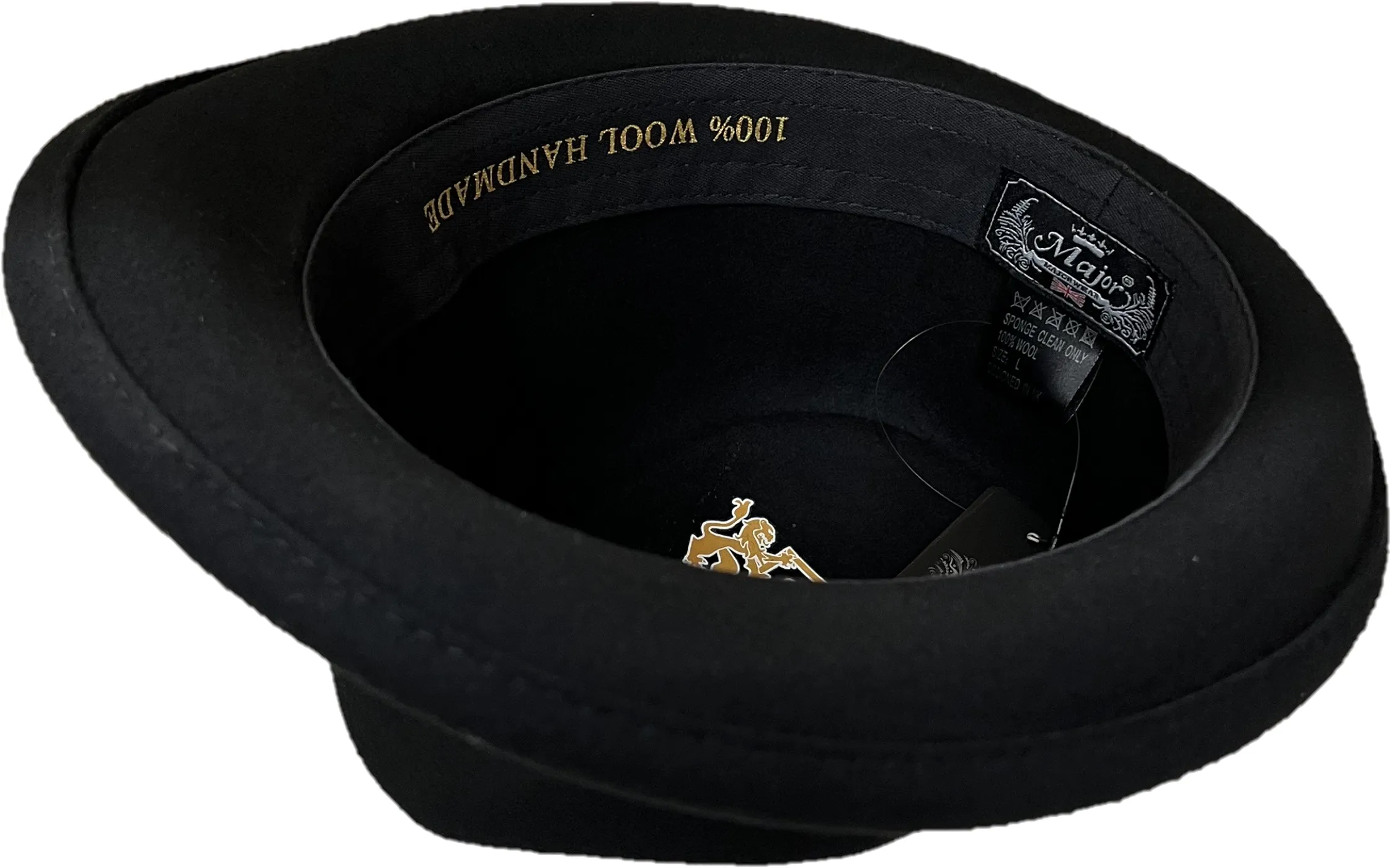 Mens Classic 100% Wool Black Trilby Hat