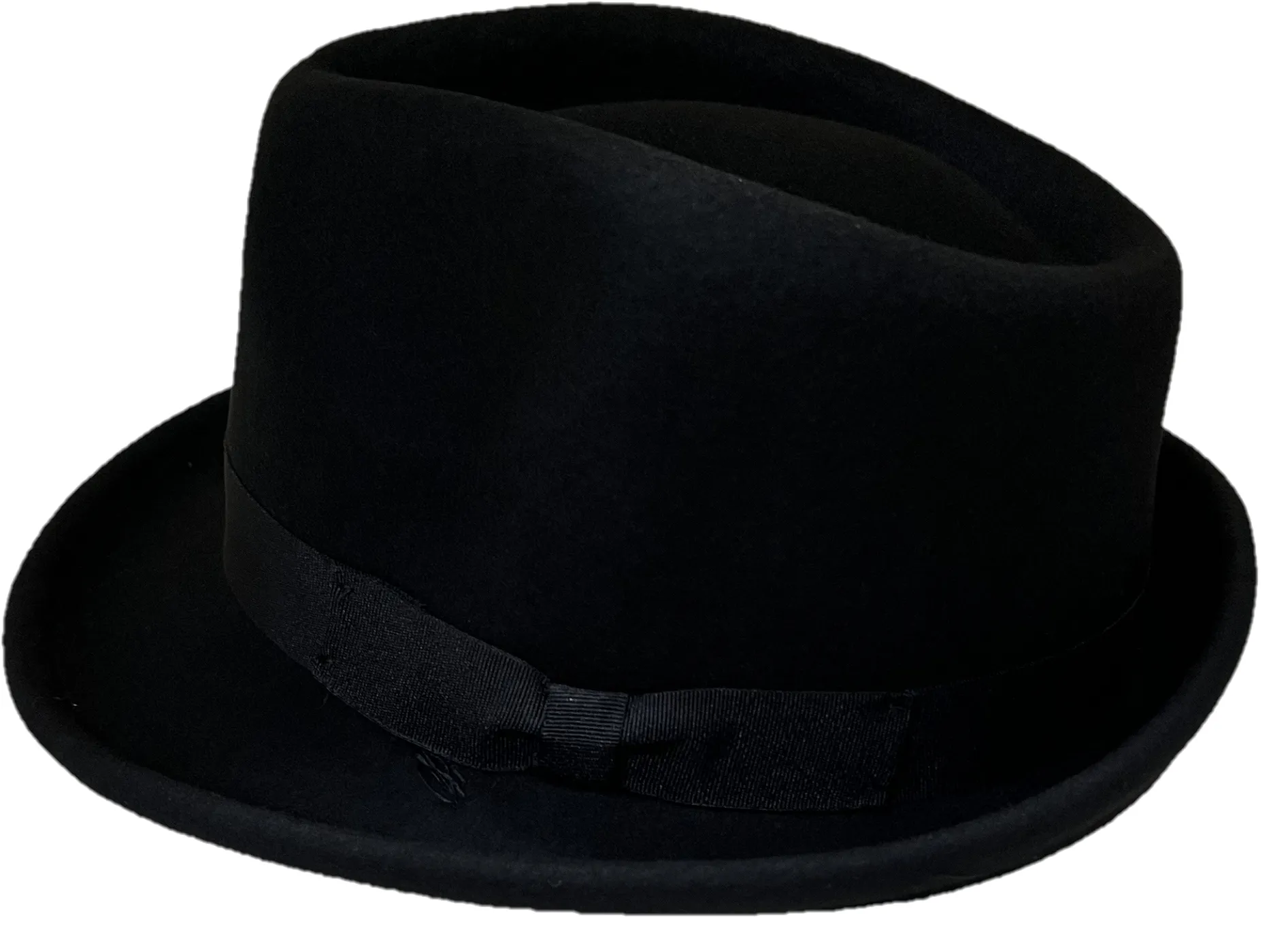Mens Classic 100% Wool Black Trilby Hat