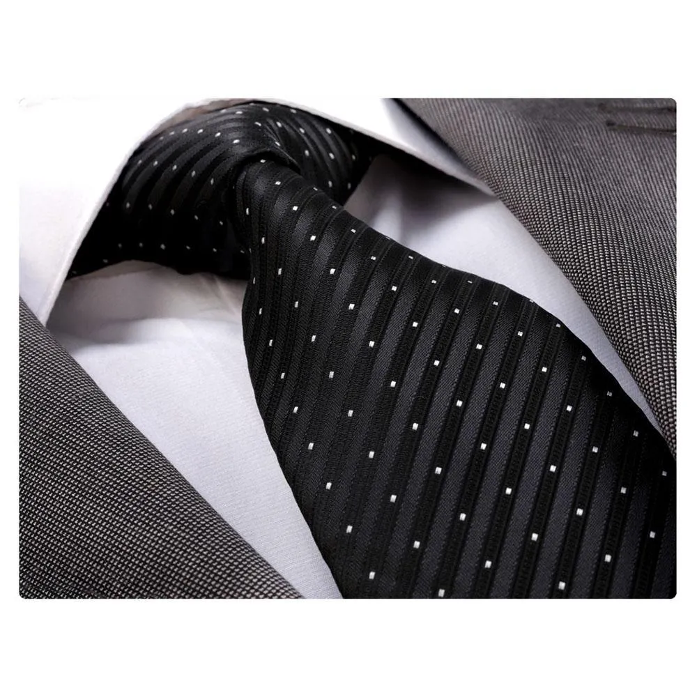 Men's jacquard Black White Premium Neck Tie With Gift Box - Identical