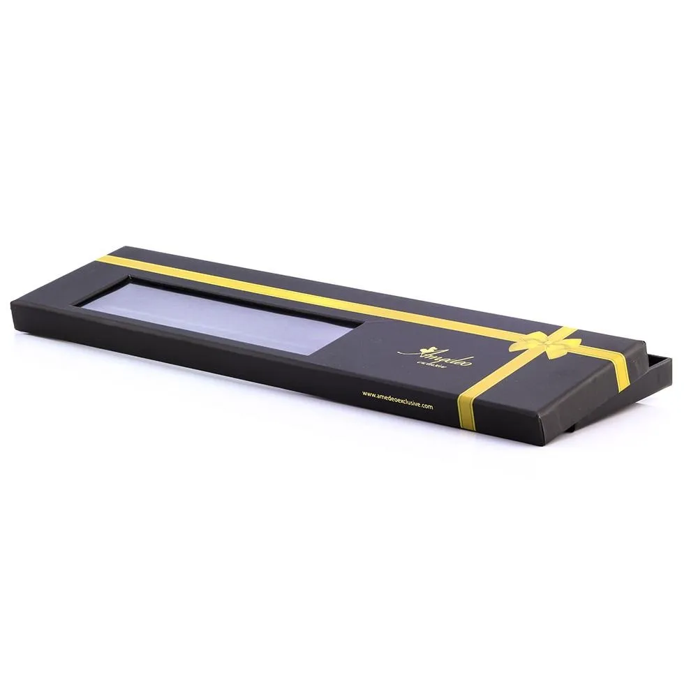 Men's jacquard Black White Premium Neck Tie With Gift Box - Identical