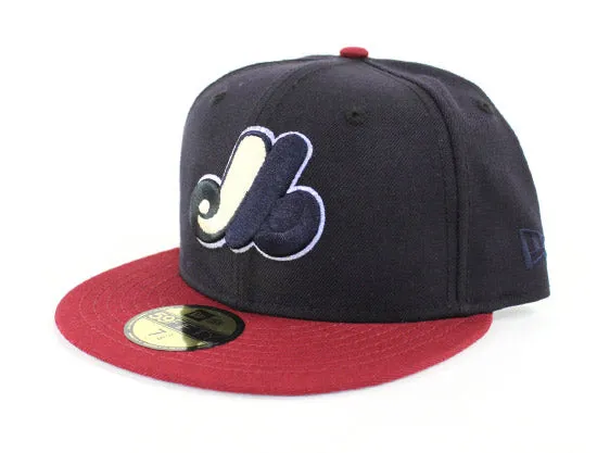 Montreal Expos New Era 59Fifty Fitted Hat (Navy Maroon Gray Under Brim)