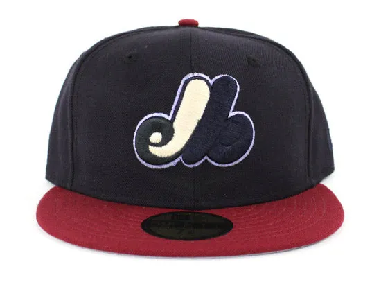 Montreal Expos New Era 59Fifty Fitted Hat (Navy Maroon Gray Under Brim)