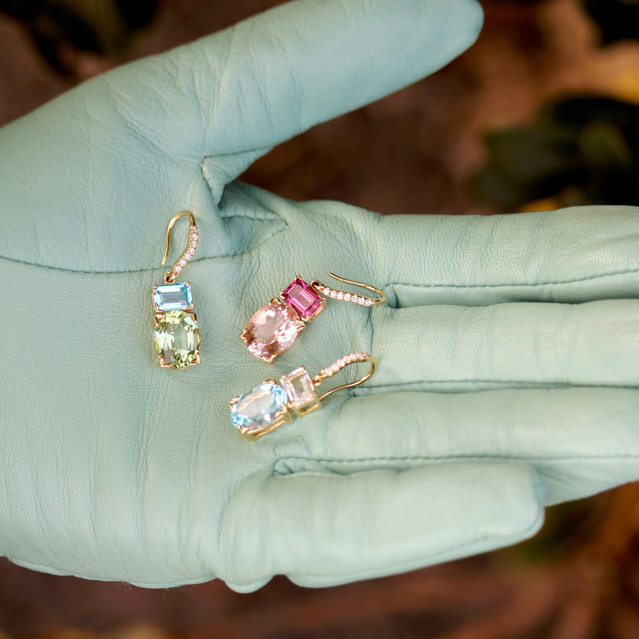 Morganite & Pink Tourmaline 14K Gold River Earrings