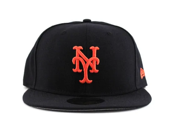 New York Mets New Era 59Fifty Fitted Hats (NAVY ORANGE GRAY UNDER BRIM)
